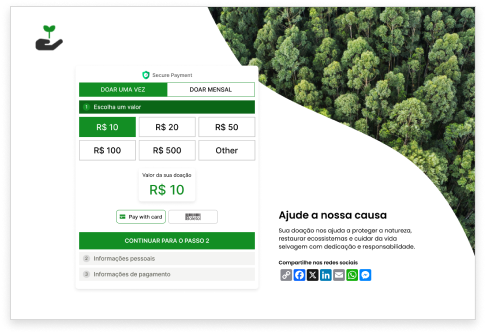 Donation page integrated into the system - free implementation